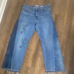 LEVIS WEDGIE SIDE PANEL EMBROIDERED DESIGN JEAN SZ 30